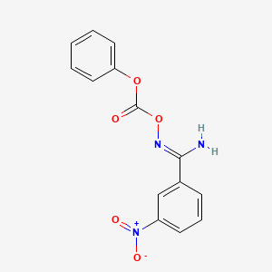 molecular formula C14H11N3O5 B5816122 3-nitro-N'-[(phenoxycarbonyl)oxy]benzenecarboximidamide 