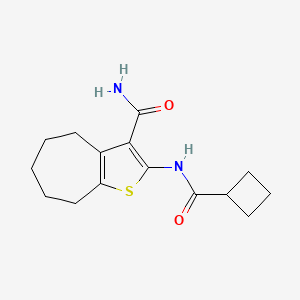 molecular formula C15H20N2O2S B5816133 2-[(cyclobutylcarbonyl)amino]-5,6,7,8-tetrahydro-4H-cyclohepta[b]thiophene-3-carboxamide 