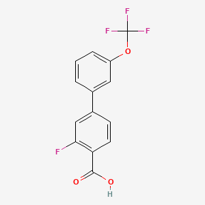 molecular formula C14H8F4O3 B581623 2-氟-4-(3-三氟甲氧基苯基)苯甲酸 CAS No. 1261837-34-6