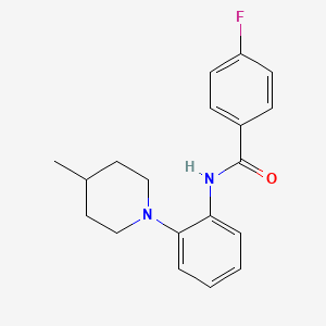 molecular formula C19H21FN2O B5816372 4-fluoro-N-[2-(4-methyl-1-piperidinyl)phenyl]benzamide 