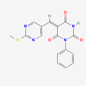 molecular formula C16H12N4O3S B5816424 5-{[2-(methylthio)-5-pyrimidinyl]methylene}-1-phenyl-2,4,6(1H,3H,5H)-pyrimidinetrione 