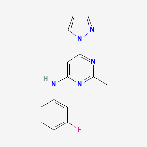 molecular formula C14H12FN5 B5816444 N-(3-fluorophenyl)-2-methyl-6-(1H-pyrazol-1-yl)-4-pyrimidinamine 