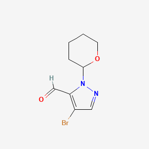 molecular formula C9H11BrN2O2 B581652 4-溴-2-(氧杂-2-基)吡唑-3-甲醛 CAS No. 1345471-55-7