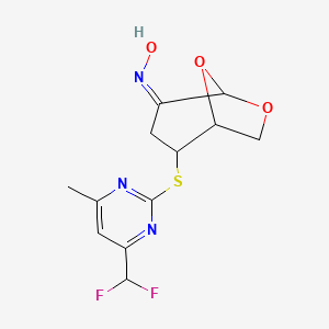 molecular formula C12H13F2N3O3S B5816545 2-{[4-(difluoromethyl)-6-methylpyrimidin-2-yl]thio}-6,8-dioxabicyclo[3.2.1]octan-4-one oxime 