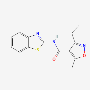 molecular formula C15H15N3O2S B5816599 3-ethyl-5-methyl-N-(4-methyl-1,3-benzothiazol-2-yl)-4-isoxazolecarboxamide 