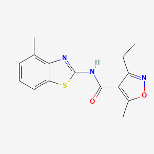 molecular formula C15H15N3O2S B5816599 3-ethyl-5-methyl-N-(4-methyl-1,3-benzothiazol-2-yl)-1,2-oxazole-4-carboxamide 