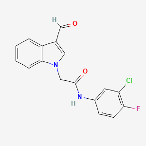 N-(3-chloro-4-fluorophenyl)-2-(3-formyl-1H-indol-1-yl)acetamide