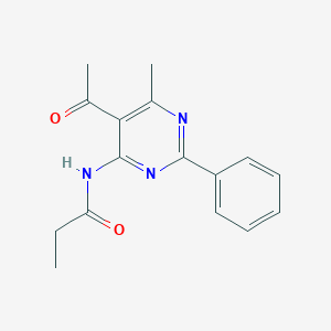 molecular formula C16H17N3O2 B5816696 N-(5-acetyl-6-methyl-2-phenyl-4-pyrimidinyl)propanamide 