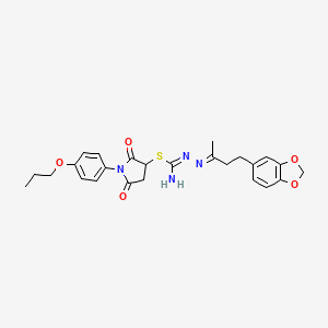 2,5-dioxo-1-(4-propoxyphenyl)-3-pyrrolidinyl 2-[3-(1,3-benzodioxol-5-yl)-1-methylpropylidene]hydrazinecarbimidothioate