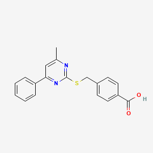 molecular formula C19H16N2O2S B5816742 4-{[(4-methyl-6-phenyl-2-pyrimidinyl)thio]methyl}benzoic acid 