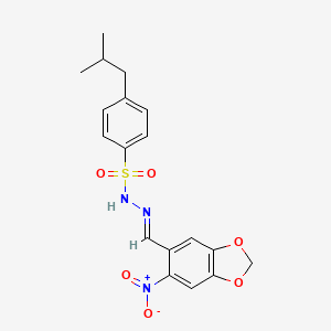 molecular formula C18H19N3O6S B5816914 4-isobutyl-N'-[(6-nitro-1,3-benzodioxol-5-yl)methylene]benzenesulfonohydrazide 