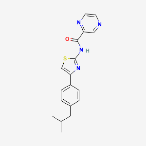 molecular formula C18H18N4OS B5816921 N-[4-(4-isobutylphenyl)-1,3-thiazol-2-yl]-2-pyrazinecarboxamide 