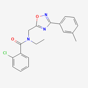molecular formula C19H18ClN3O2 B5816966 2-chloro-N-ethyl-N-{[3-(3-methylphenyl)-1,2,4-oxadiazol-5-yl]methyl}benzamide 