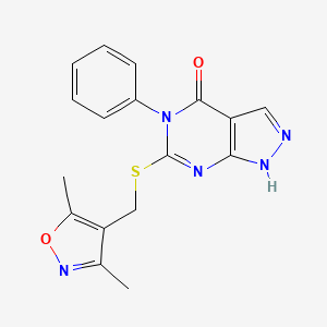 molecular formula C17H15N5O2S B5817070 6-{[(3,5-dimethyl-4-isoxazolyl)methyl]thio}-5-phenyl-1,5-dihydro-4H-pyrazolo[3,4-d]pyrimidin-4-one 