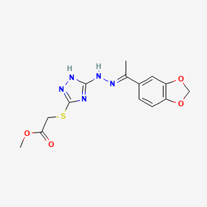 molecular formula C14H15N5O4S B5817382 methyl [(5-{2-[1-(1,3-benzodioxol-5-yl)ethylidene]hydrazino}-4H-1,2,4-triazol-3-yl)thio]acetate 