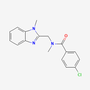 molecular formula C17H16ClN3O B5817561 4-chloro-N-methyl-N-[(1-methyl-1H-benzimidazol-2-yl)methyl]benzamide 
