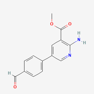 molecular formula C14H12N2O3 B581757 Methyl 2-amino-5-(4-formylphenyl)pyridine-3-carboxylate CAS No. 1414029-40-5