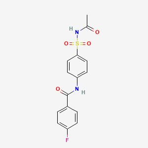 molecular formula C15H13FN2O4S B5817611 N-{4-[(acetylamino)sulfonyl]phenyl}-4-fluorobenzamide 