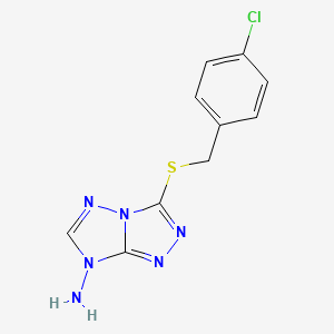 molecular formula C10H9ClN6S B5817632 3-[(4-Chlorophenyl)methylsulfanyl]-[1,2,4]triazolo[4,3-b][1,2,4]triazol-7-amine 