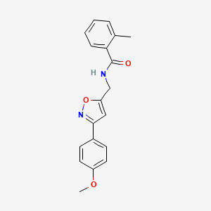 molecular formula C19H18N2O3 B5817821 N-{[3-(4-methoxyphenyl)isoxazol-5-yl]methyl}-2-methylbenzamide 
