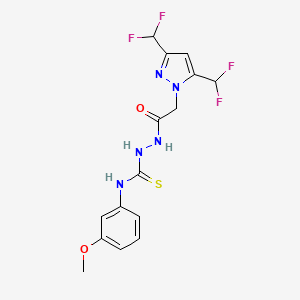 molecular formula C15H15F4N5O2S B5817829 2-{[3,5-bis(difluoromethyl)-1H-pyrazol-1-yl]acetyl}-N-(3-methoxyphenyl)hydrazinecarbothioamide 