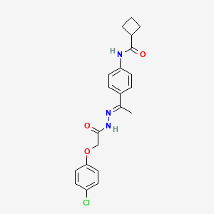 molecular formula C21H22ClN3O3 B5817904 N-(4-{N-[(4-chlorophenoxy)acetyl]ethanehydrazonoyl}phenyl)cyclobutanecarboxamide 