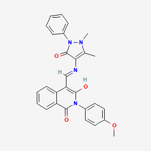 molecular formula C28H24N4O4 B5817975 4-{[(1,5-dimethyl-3-oxo-2-phenyl-2,3-dihydro-1H-pyrazol-4-yl)amino]methylene}-2-(4-methoxyphenyl)-1,3(2H,4H)-isoquinolinedione 