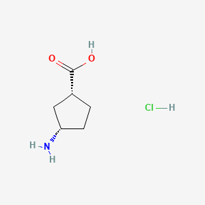 molecular formula C6H12ClNO2 B581800 (1R,3S)-3-Aminocyclopentanecarboxylic acid hydrochloride CAS No. 147780-44-7