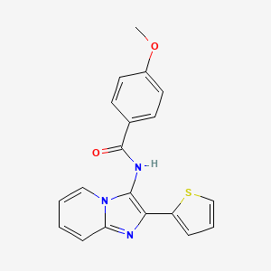 molecular formula C19H15N3O2S B5818019 4-methoxy-N-[2-(2-thienyl)imidazo[1,2-a]pyridin-3-yl]benzamide 