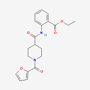 molecular formula C20H22N2O5 B5818090 ethyl 2-({[1-(2-furoyl)piperidin-4-yl]carbonyl}amino)benzoate 