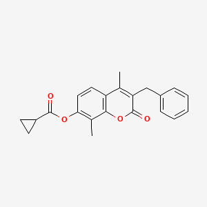 molecular formula C22H20O4 B5818095 3-benzyl-4,8-dimethyl-2-oxo-2H-chromen-7-yl cyclopropanecarboxylate 
