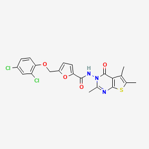 molecular formula C21H17Cl2N3O4S B5818160 5-[(2,4-dichlorophenoxy)methyl]-N-(2,5,6-trimethyl-4-oxothieno[2,3-d]pyrimidin-3(4H)-yl)-2-furamide 