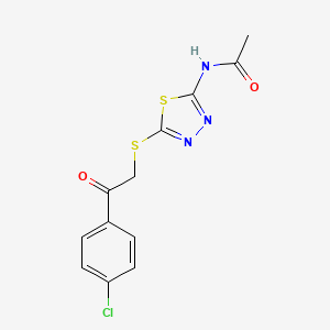 molecular formula C12H10ClN3O2S2 B5818263 N-(5-{[2-(4-chlorophenyl)-2-oxoethyl]thio}-1,3,4-thiadiazol-2-yl)acetamide 