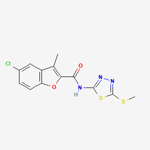 molecular formula C13H10ClN3O2S2 B5818361 5-chloro-3-methyl-N-[5-(methylthio)-1,3,4-thiadiazol-2-yl]-1-benzofuran-2-carboxamide 