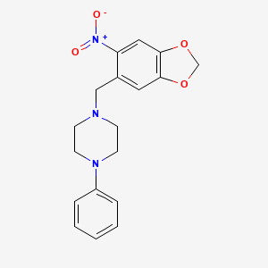 molecular formula C18H19N3O4 B5818401 1-[(6-nitro-1,3-benzodioxol-5-yl)methyl]-4-phenylpiperazine 