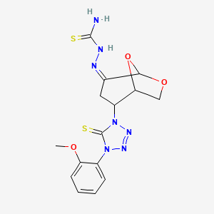 molecular formula C15H17N7O3S2 B5818413 2-[4-(2-methoxyphenyl)-5-thioxo-4,5-dihydro-1H-tetrazol-1-yl]-6,8-dioxabicyclo[3.2.1]octan-4-one thiosemicarbazone 