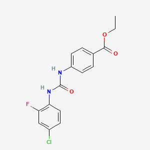 molecular formula C16H14ClFN2O3 B5818414 ethyl 4-({[(4-chloro-2-fluorophenyl)amino]carbonyl}amino)benzoate 