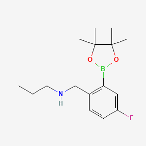 molecular formula C16H25BFNO2 B581849 N-(4-Fluoro-2-(4,4,5,5-tetramethyl-1,3,2-dioxaborolan-2-yl)benzyl)propan-1-amine CAS No. 1256360-59-4