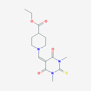 molecular formula C15H21N3O4S B5818494 ethyl 1-[(1,3-dimethyl-4,6-dioxo-2-thioxotetrahydro-5(2H)-pyrimidinylidene)methyl]-4-piperidinecarboxylate 