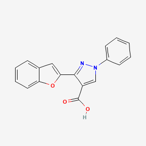 molecular formula C18H12N2O3 B5818512 3-(1-benzofuran-2-yl)-1-phenyl-1H-pyrazole-4-carboxylic acid 