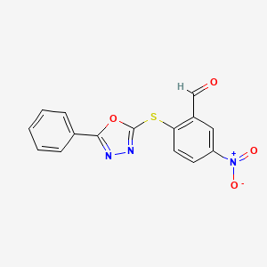 molecular formula C15H9N3O4S B5818641 5-nitro-2-[(5-phenyl-1,3,4-oxadiazol-2-yl)thio]benzaldehyde 