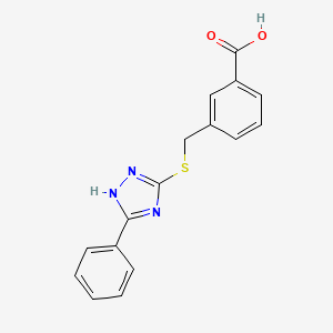 molecular formula C16H13N3O2S B5818652 3-{[(5-phenyl-4H-1,2,4-triazol-3-yl)thio]methyl}benzoic acid 