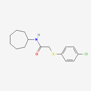 molecular formula C15H20ClNOS B5818879 2-[(4-chlorophenyl)thio]-N-cycloheptylacetamide 