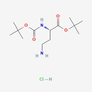 molecular formula C13H27ClN2O4 B581914 (S)-tert-Butyl 4-amino-2-((tert-butoxycarbonyl)amino)butanoate hydrochloride CAS No. 250611-08-6