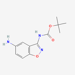 molecular formula C12H15N3O3 B581938 (5-Aminobenzo[d]isoxazol-3-yl)carbamic acid tert-butyl ester CAS No. 380629-73-2