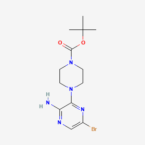 molecular formula C13H20BrN5O2 B581948 1-Boc-4-(3-氨基-6-溴吡嗪-2-基)哌嗪 CAS No. 479685-13-7