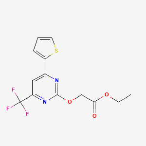 molecular formula C13H11F3N2O3S B5819525 ethyl {[4-(2-thienyl)-6-(trifluoromethyl)-2-pyrimidinyl]oxy}acetate 