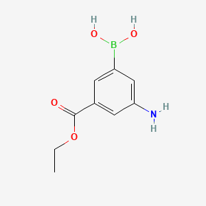 molecular formula C9H12BNO4 B581953 3-氨基-5-乙氧羰基苯硼酸 CAS No. 510773-04-3