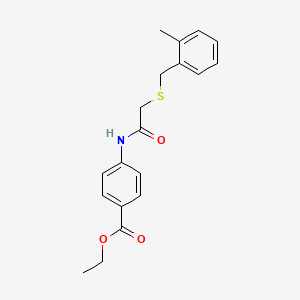 molecular formula C19H21NO3S B5819557 ethyl 4-({[(2-methylbenzyl)thio]acetyl}amino)benzoate 