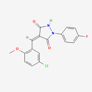 molecular formula C17H12ClFN2O3 B5819575 4-(5-chloro-2-methoxybenzylidene)-1-(4-fluorophenyl)-3,5-pyrazolidinedione 